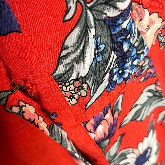 Maeve By Anthropologie Women's Caldwell Button Down Dress Size 0 Red Floral - Picture 11 of 12